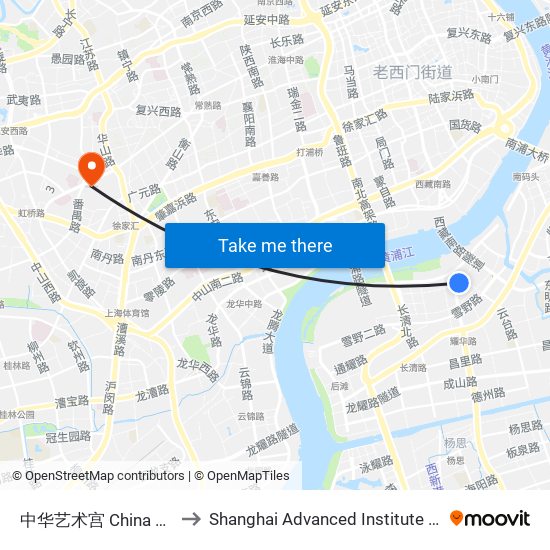 中华艺术宫 China Art Museum to Shanghai Advanced Institute of Finance, SJTU map