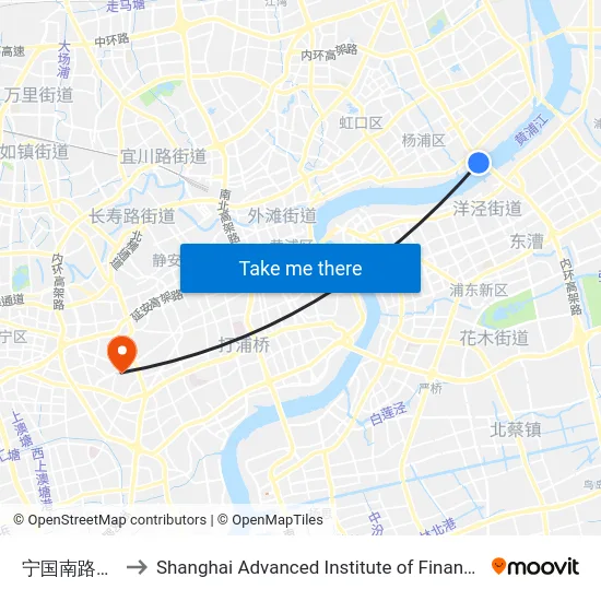 宁国南路渡口 to Shanghai Advanced Institute of Finance, SJTU map