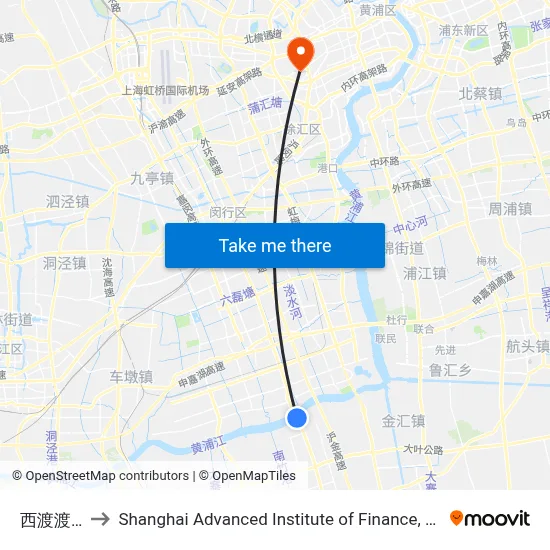 Xidu Ferry to Shanghai Advanced Institute of Finance, SJTU map