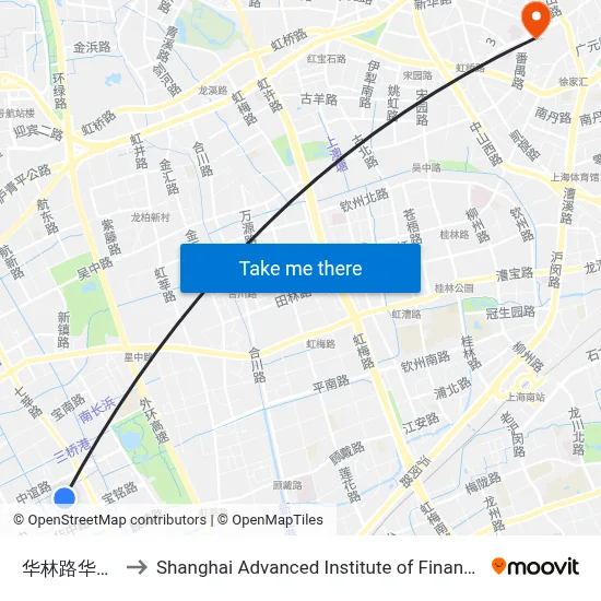 Hualin Road & Huayou Road to Shanghai Advanced Institute of Finance, SJTU map