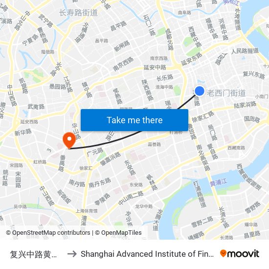 复兴中路黄陂南路 to Shanghai Advanced Institute of Finance, SJTU map