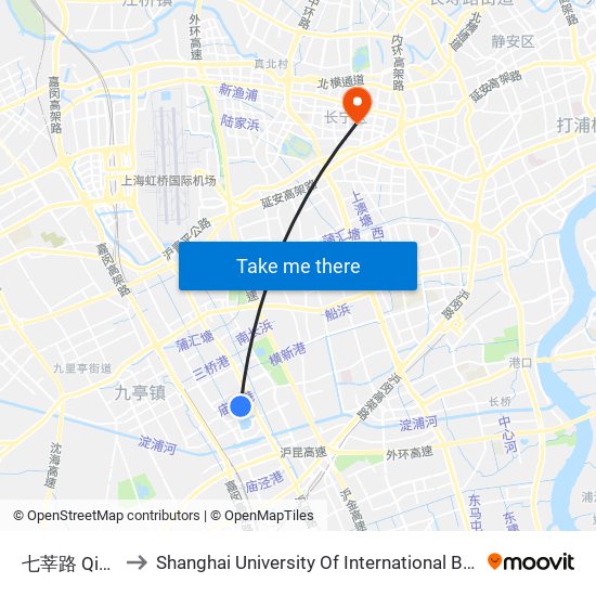 七莘路 Qixin Road to Shanghai University Of International Business And Economic map