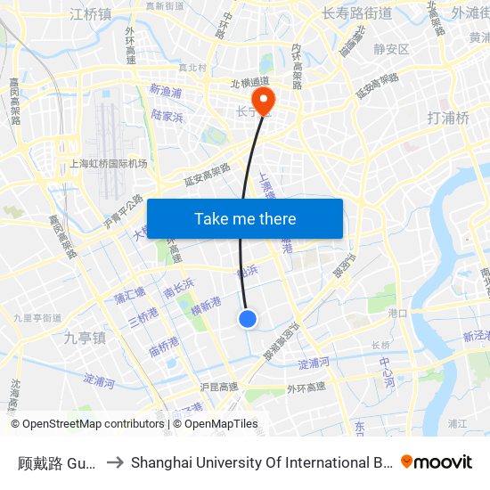 顾戴路 Gudai Road to Shanghai University Of International Business And Economic map