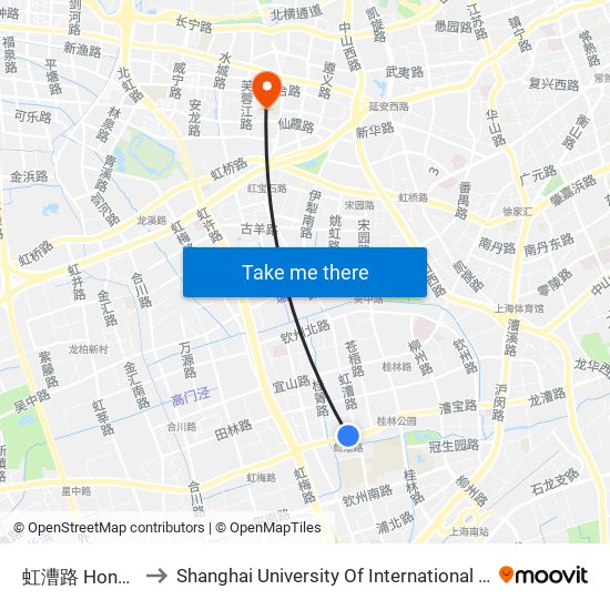 虹漕路 Hongcao Road to Shanghai University Of International Business And Economic map