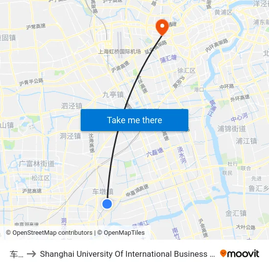 车墩 to Shanghai University Of International Business And Economic map