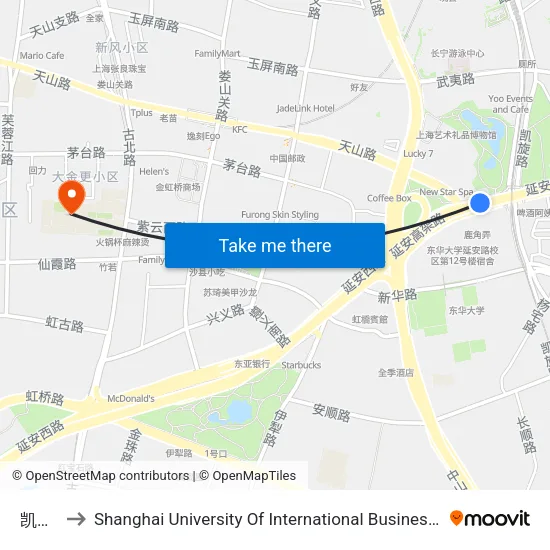 凯旋路 to Shanghai University Of International Business And Economic map
