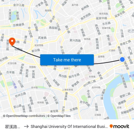 瞿溪路鲁班路 to Shanghai University Of International Business And Economic map