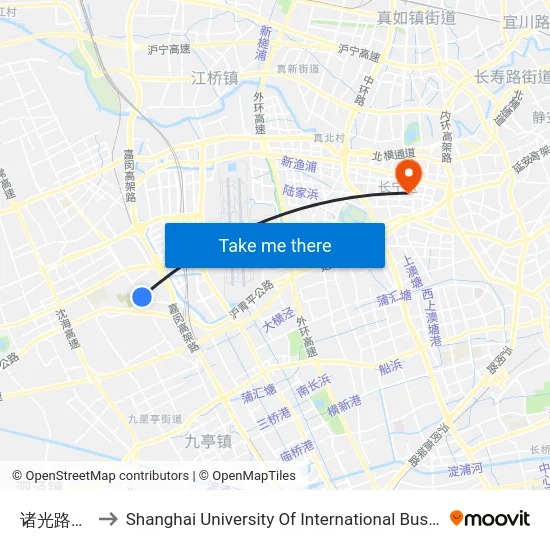 诸光路会卓路 to Shanghai University Of International Business And Economic map