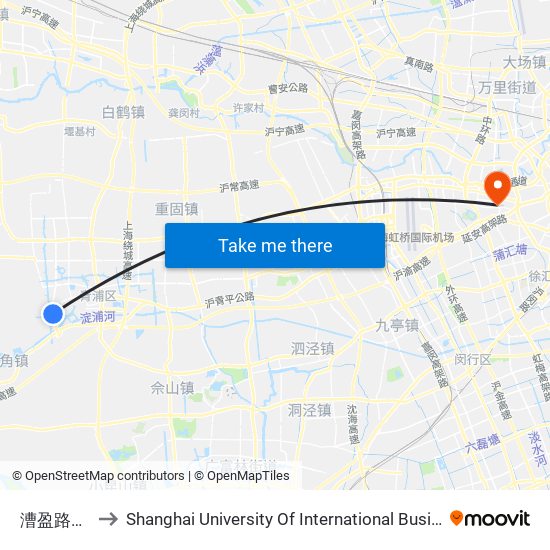 漕盈路盈浩路 to Shanghai University Of International Business And Economic map