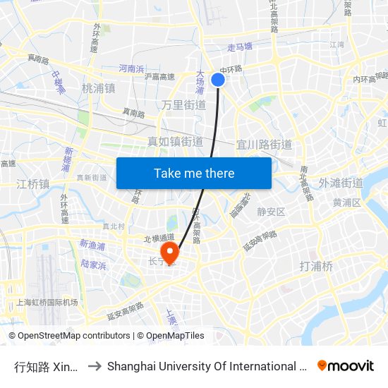 行知路 Xingzhi Road to Shanghai University Of International Business And Economic map