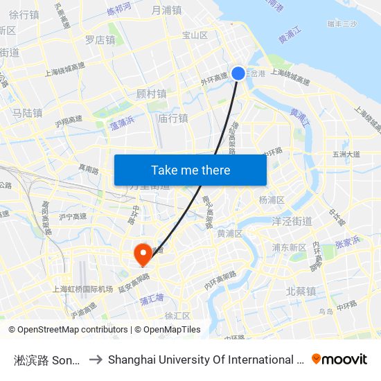 淞滨路 Songbin Road to Shanghai University Of International Business And Economic map