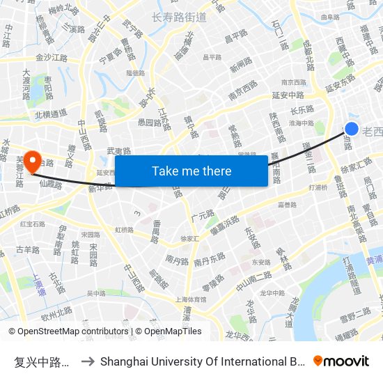 复兴中路黄陂南路 to Shanghai University Of International Business And Economic map