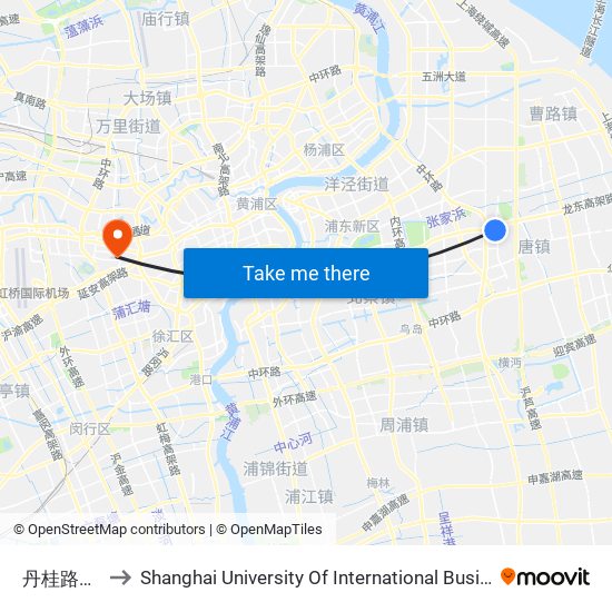 丹桂路张东路 to Shanghai University Of International Business And Economic map