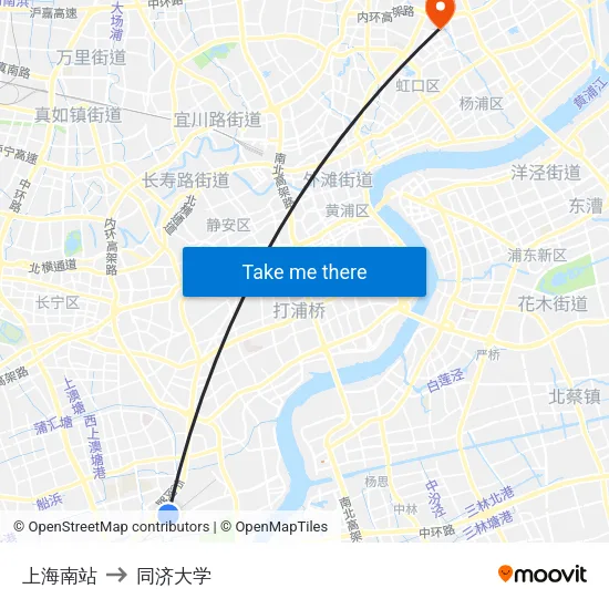 上海南站 to 同济大学 map