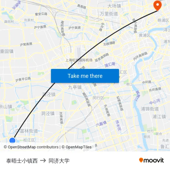 泰晤士小镇西 to 同济大学 map