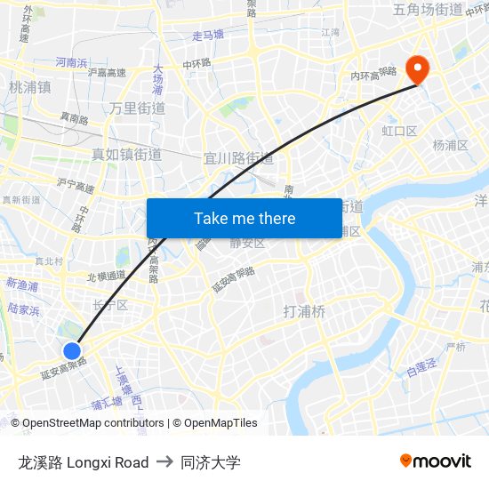 龙溪路 Longxi Road to 同济大学 map