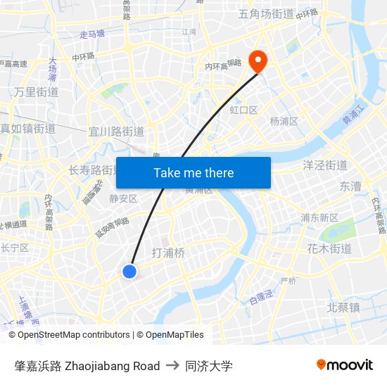 肇嘉浜路 Zhaojiabang Road to 同济大学 map