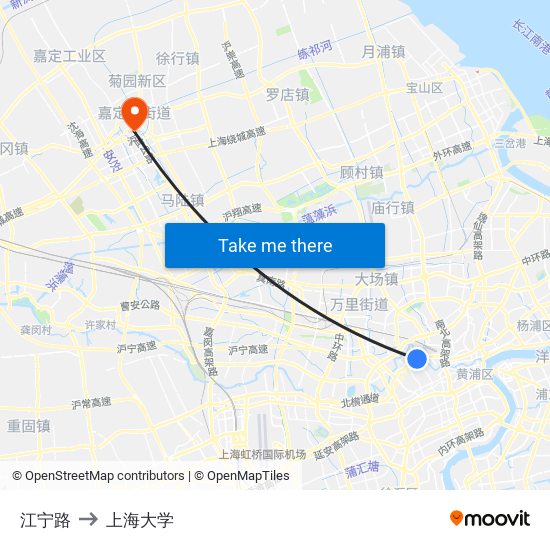 江宁路 to 上海大学 map