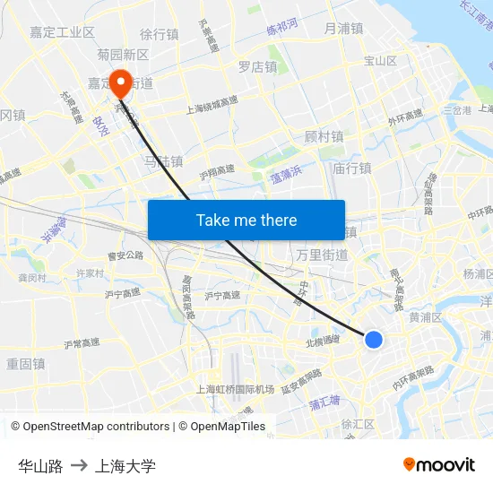 华山路 to 上海大学 map