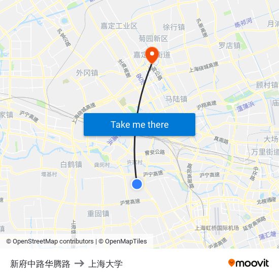 新府中路华腾路 to 上海大学 map
