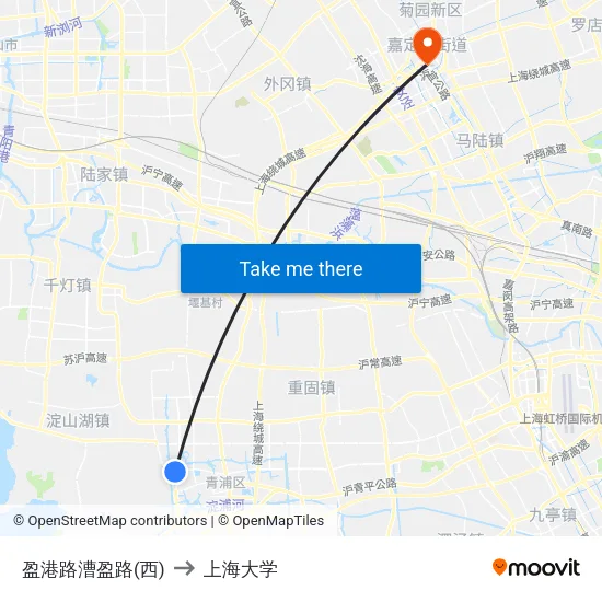 盈港路漕盈路(西) to 上海大学 map