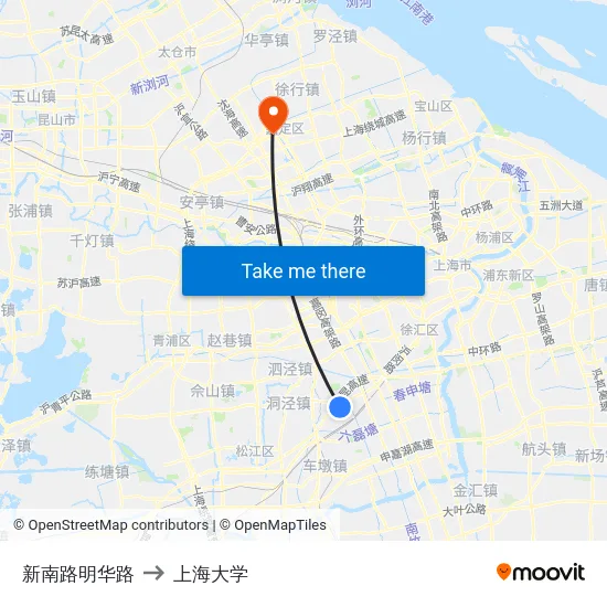 新南路明华路 to 上海大学 map