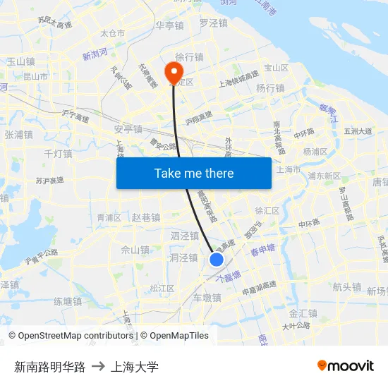 新南路明华路 to 上海大学 map