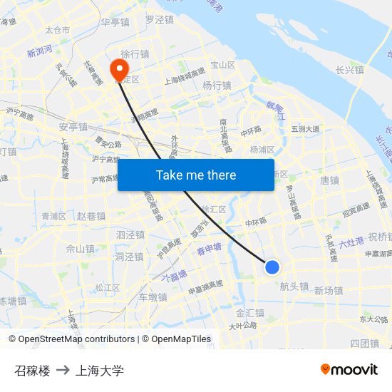 召稼楼 to 上海大学 map