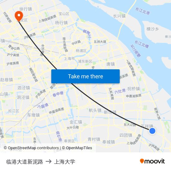 临港大道新泥路 to 上海大学 map