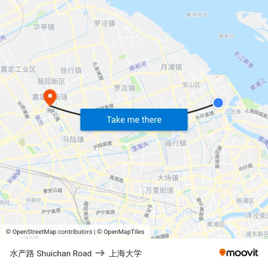 水产路 Shuichan Road to 上海大学 map
