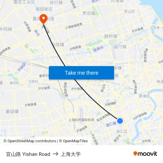 宜山路 Yishan Road to 上海大学 map