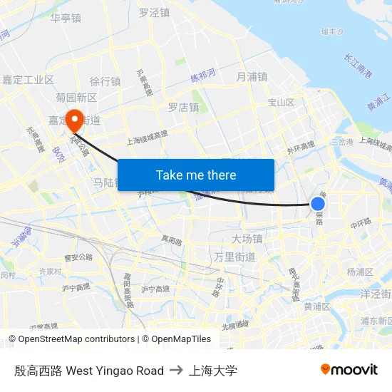殷高西路 West Yingao Road to 上海大学 map