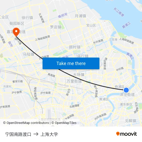 宁国南路渡口 to 上海大学 map
