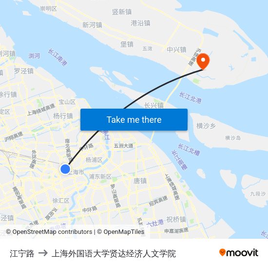 江宁路 to 上海外国语大学贤达经济人文学院 map