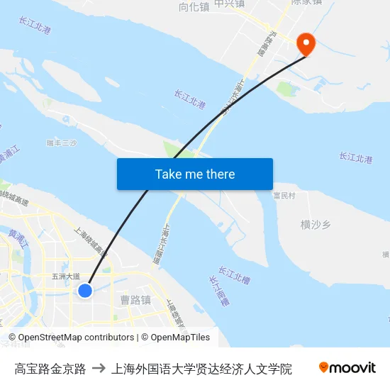 高宝路金京路 to 上海外国语大学贤达经济人文学院 map