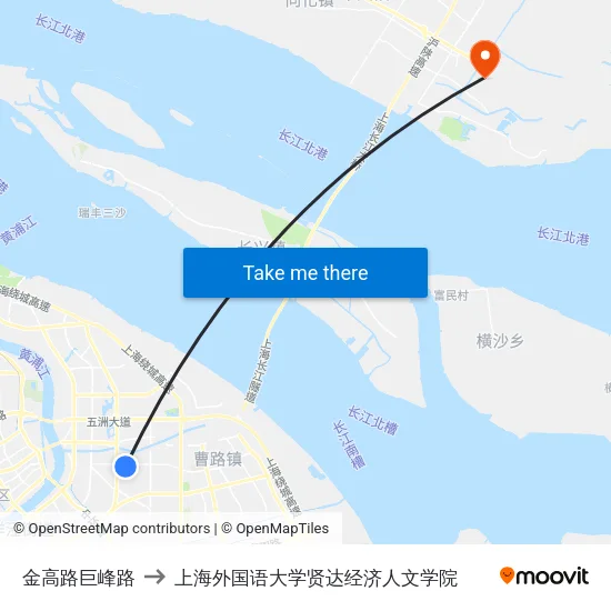 金高路巨峰路 to 上海外国语大学贤达经济人文学院 map