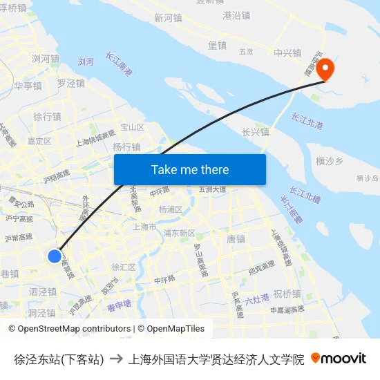 徐泾东站(下客站) to 上海外国语大学贤达经济人文学院 map