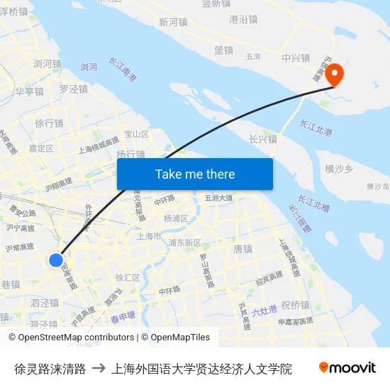 徐灵路涞清路 to 上海外国语大学贤达经济人文学院 map