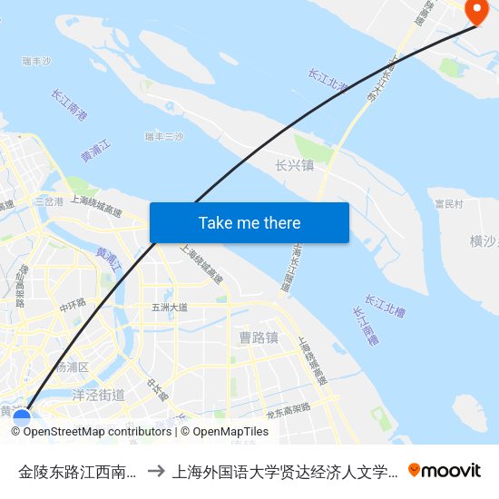 金陵东路江西南路 to 上海外国语大学贤达经济人文学院 map