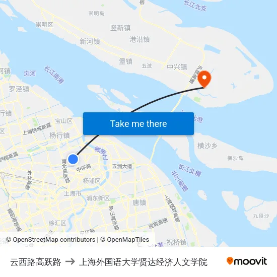 云西路高跃路 to 上海外国语大学贤达经济人文学院 map