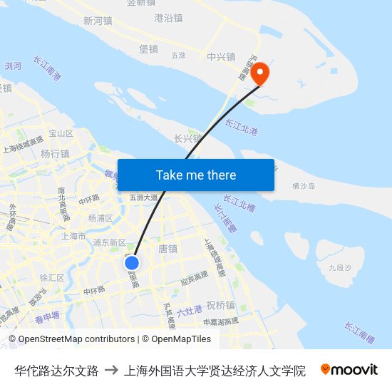 华佗路达尔文路 to 上海外国语大学贤达经济人文学院 map