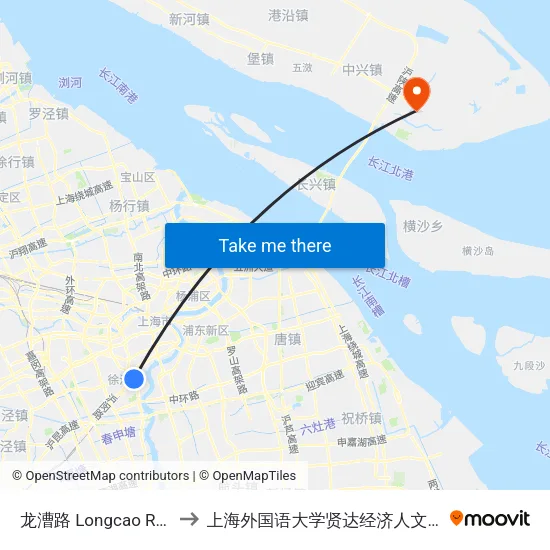 龙漕路 Longcao Road to 上海外国语大学贤达经济人文学院 map