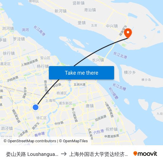 娄山关路 Loushanguan Road to 上海外国语大学贤达经济人文学院 map