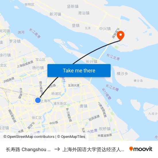 长寿路 Changshou Road to 上海外国语大学贤达经济人文学院 map