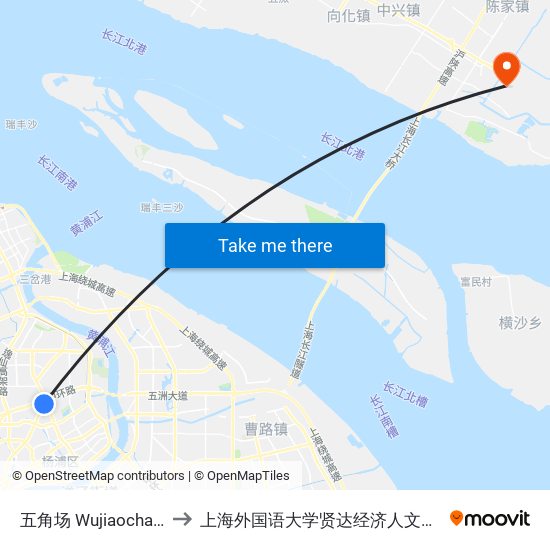 五角场 Wujiaochang to 上海外国语大学贤达经济人文学院 map