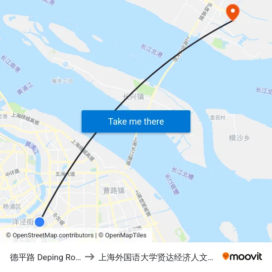 德平路 Deping Road to 上海外国语大学贤达经济人文学院 map
