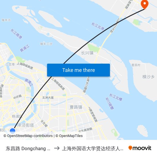 东昌路 Dongchang Road to 上海外国语大学贤达经济人文学院 map