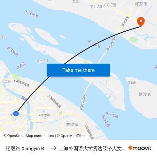 翔殷路 Xiangyin Road to 上海外国语大学贤达经济人文学院 map