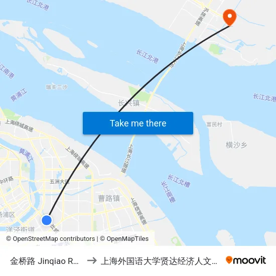 金桥路 Jinqiao Road to 上海外国语大学贤达经济人文学院 map