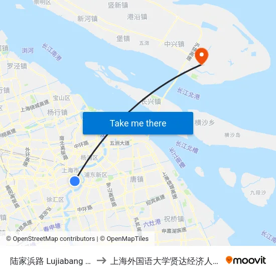 陆家浜路 Lujiabang Road to 上海外国语大学贤达经济人文学院 map